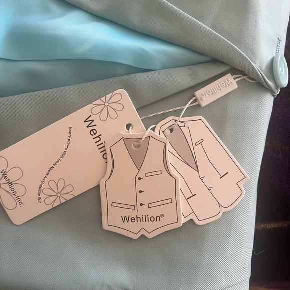 NWT Wehilion 4 Piece Suit Jacket Vest Pants with Tie, 2 Button Tuxedo Set sz 3XL - Picture 10 of 10